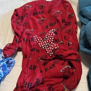 Miami heat fleece footed pajamas, Large